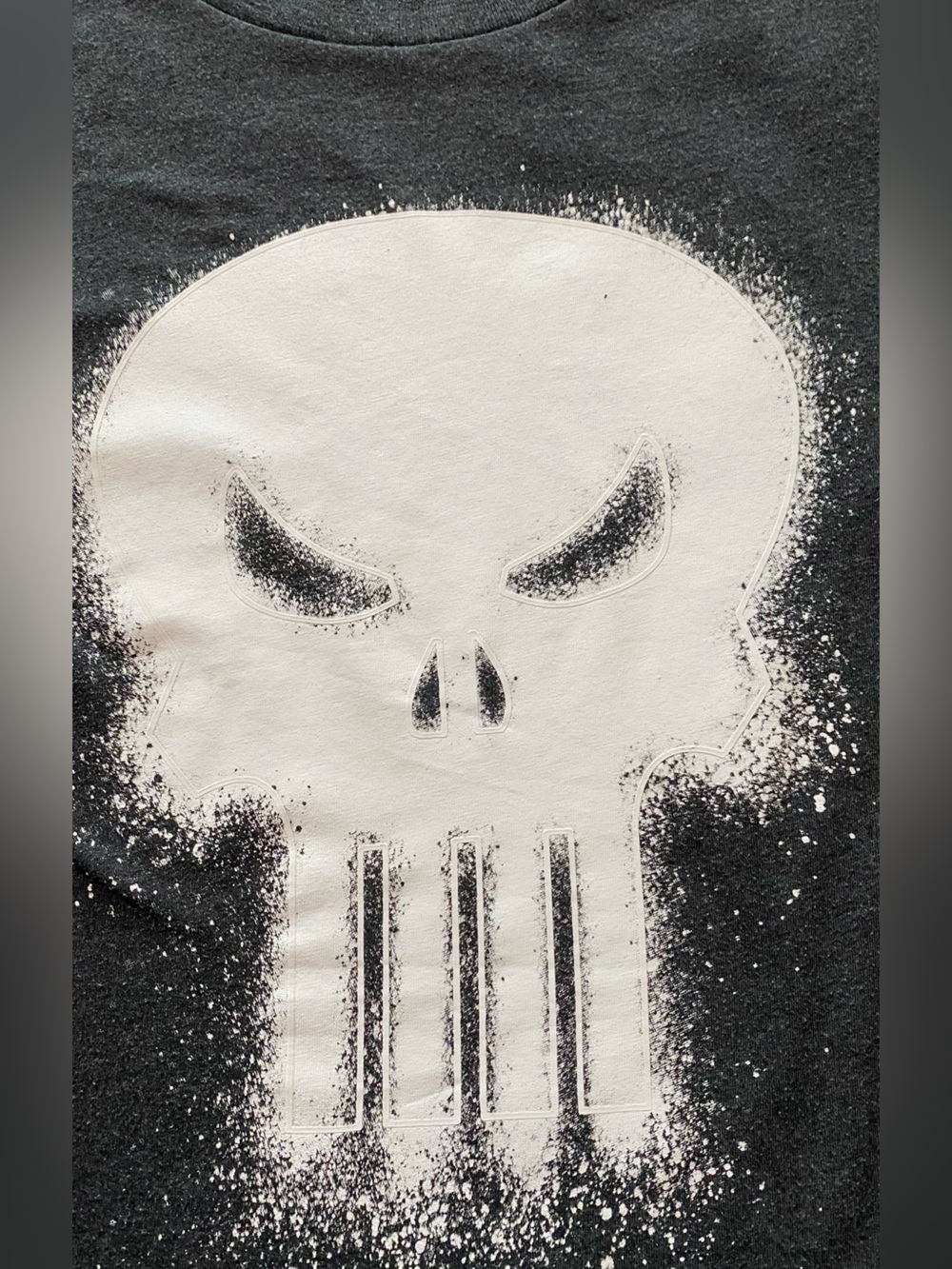 Marvel punisher Long Sleeve Tee with White Skull and Sleeve Text - Picture 4 of 8
